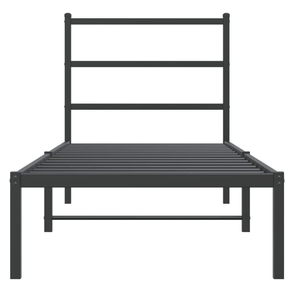 vidaXL Metal Bed Frame without Mattress with Headboard Black 75x190cm 5
