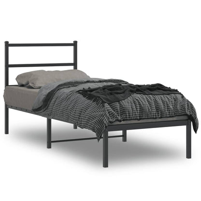 vidaXL Metal Bed Frame without Mattress with Headboard Black 75x190cm 1