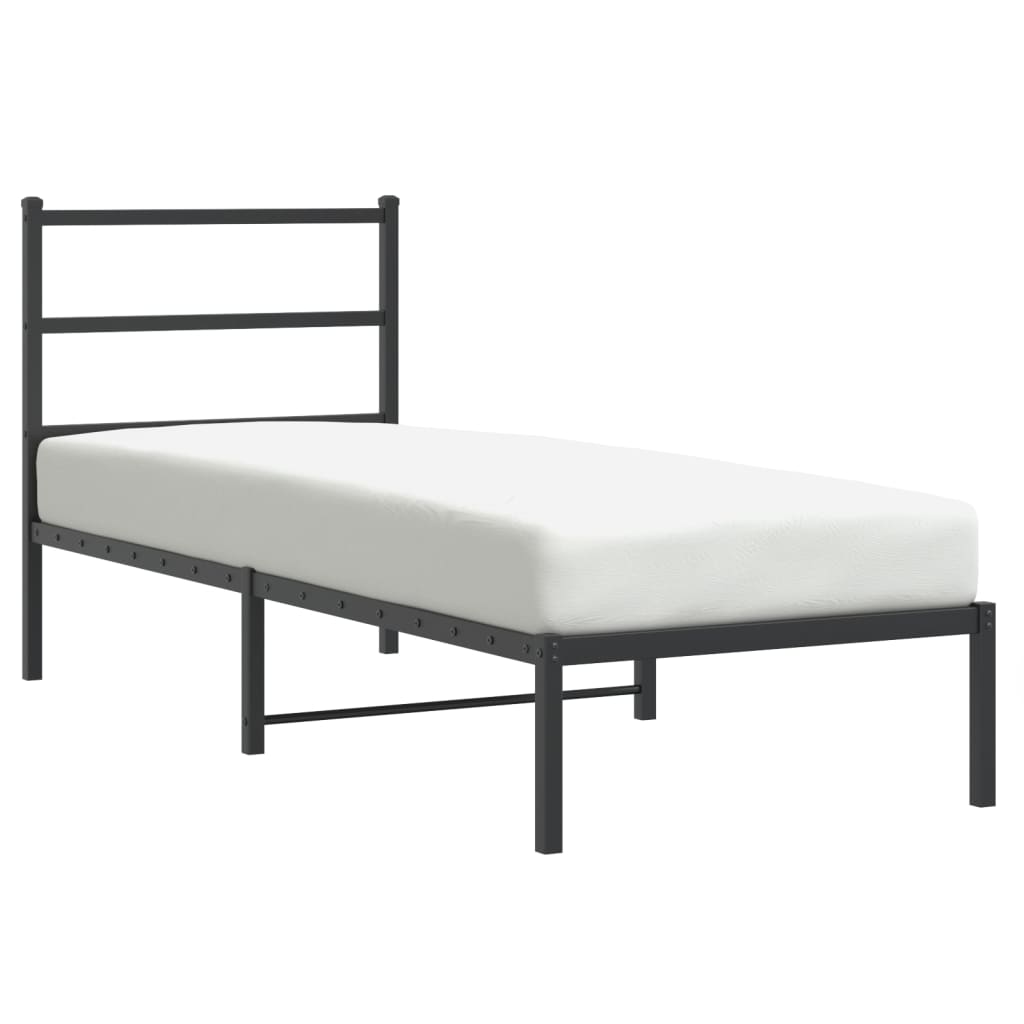 vidaXL Metal Bed Frame without Mattress with Headboard Black 80x200cm 2