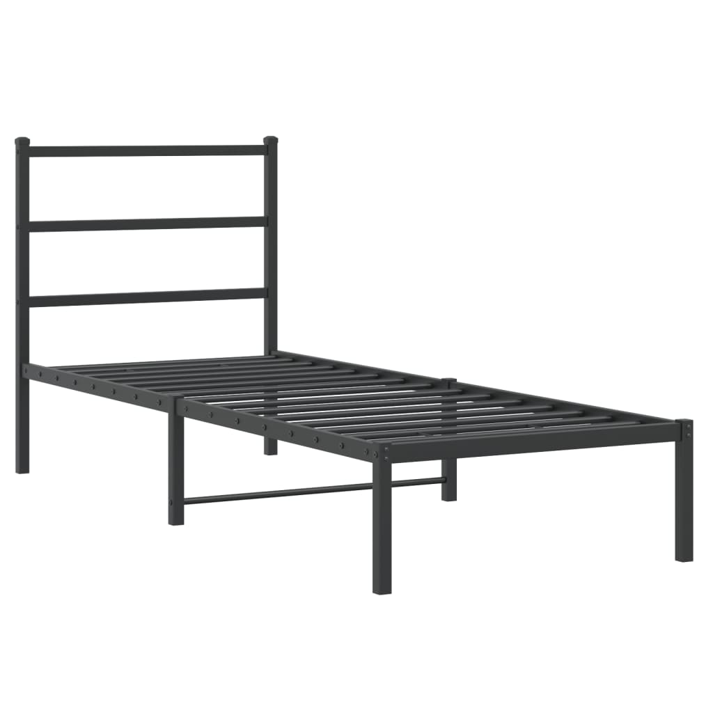 vidaXL Metal Bed Frame without Mattress with Headboard Black 80x200cm 3