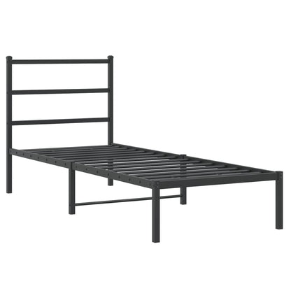 vidaXL Metal Bed Frame without Mattress with Headboard Black 80x200cm 3