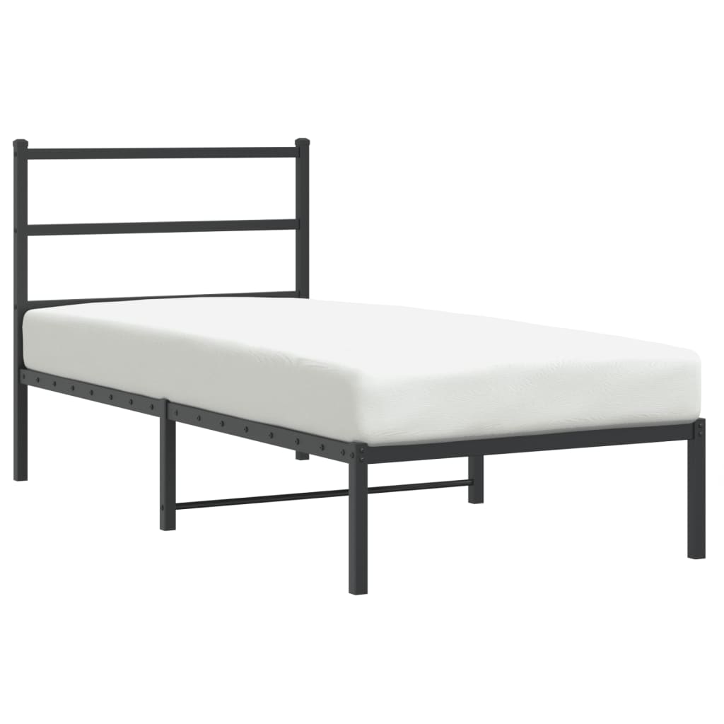 Metal Bed Frame without Mattress With headboard Black 90 cm 190 cm