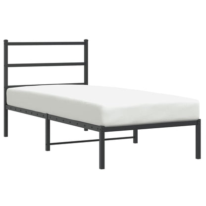 Metal Bed Frame without Mattress With headboard Black 90 cm 190 cm