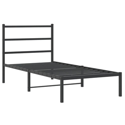 vidaXL Metal Bed Frame without Mattress with Headboard Black 90x190cm 3