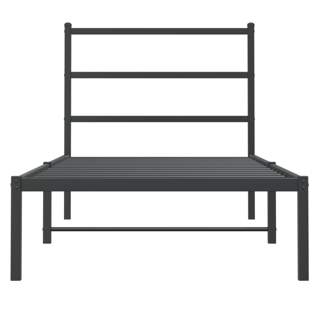 vidaXL Metal Bed Frame without Mattress with Headboard Black 90x190cm 5