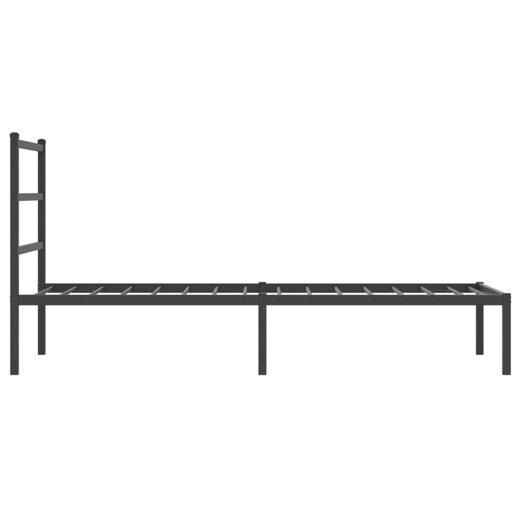 vidaXL Metal Bed Frame without Mattress with Headboard Black 90x190cm 6