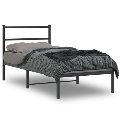 vidaXL Metal Bed Frame without Mattress with Headboard Black 90x190cm 1