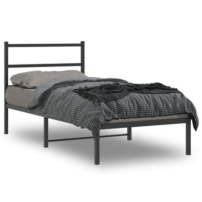 vidaXL Metal Bed Frame without Mattress With headboard Black