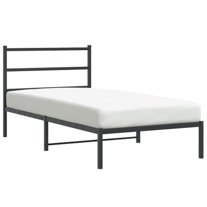 vidaXL Metal Bed Frame without Mattress with Headboard Black 100x200cm 2