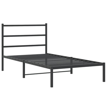 vidaXL Metal Bed Frame without Mattress with Headboard Black 100x200cm 3