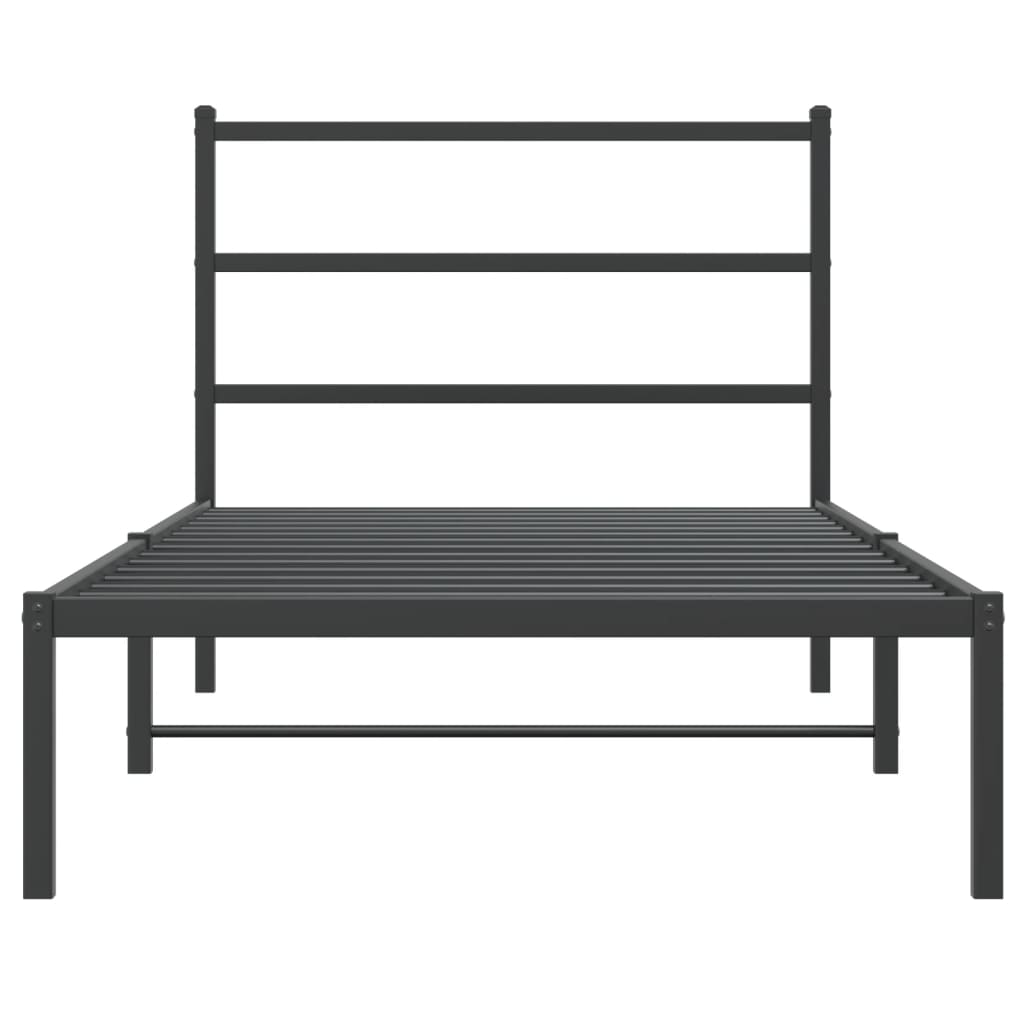 vidaXL Metal Bed Frame without Mattress with Headboard Black 100x200cm 5