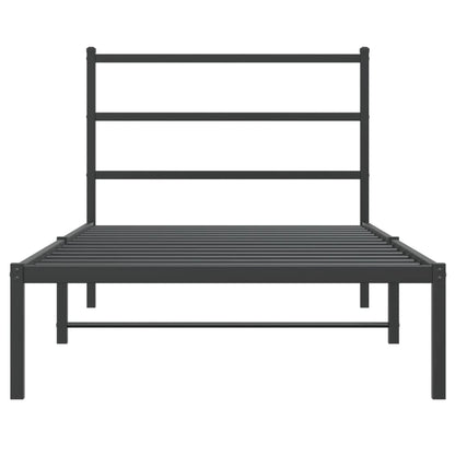 vidaXL Metal Bed Frame without Mattress with Headboard Black 100x200cm 5