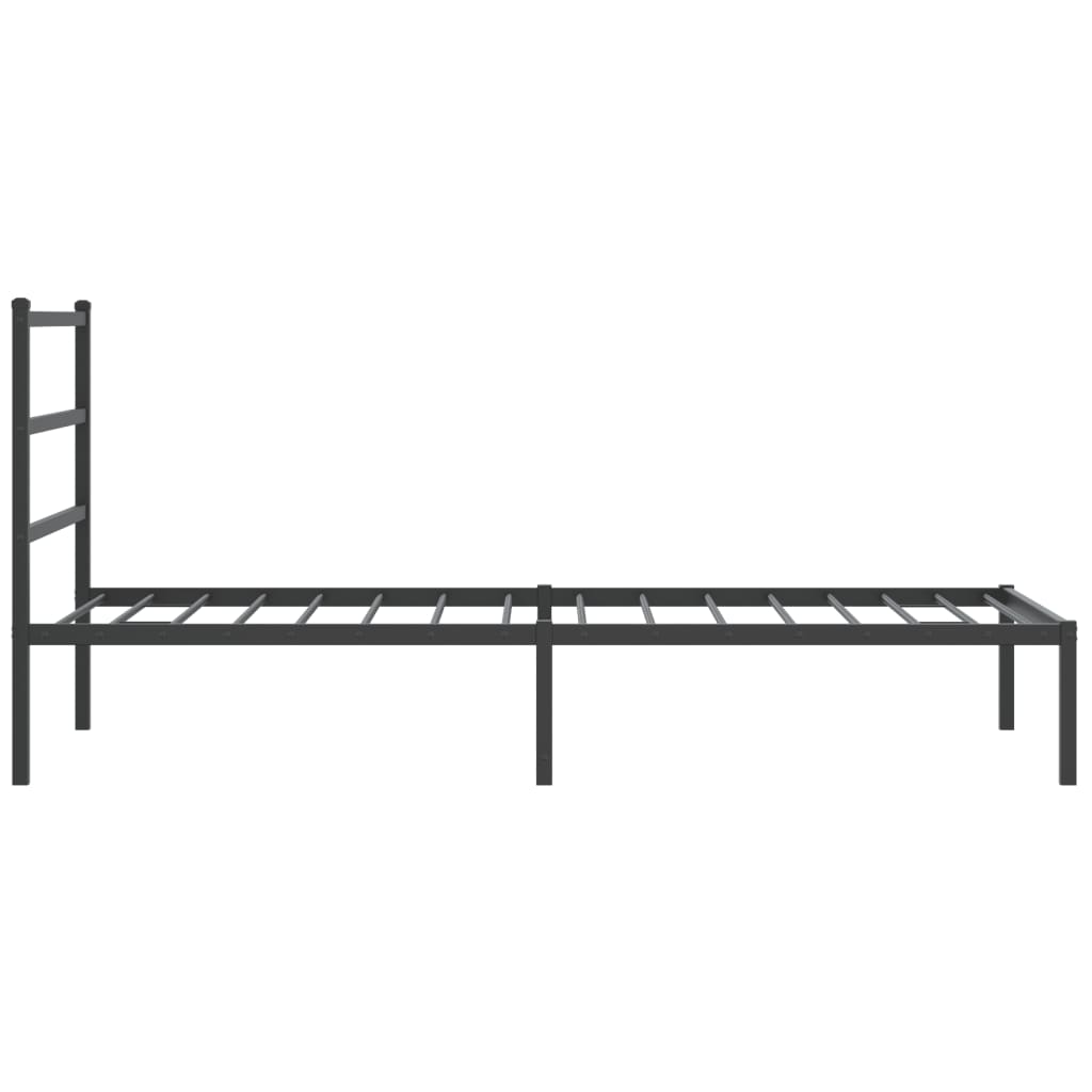 vidaXL Metal Bed Frame without Mattress with Headboard Black 100x200cm 6