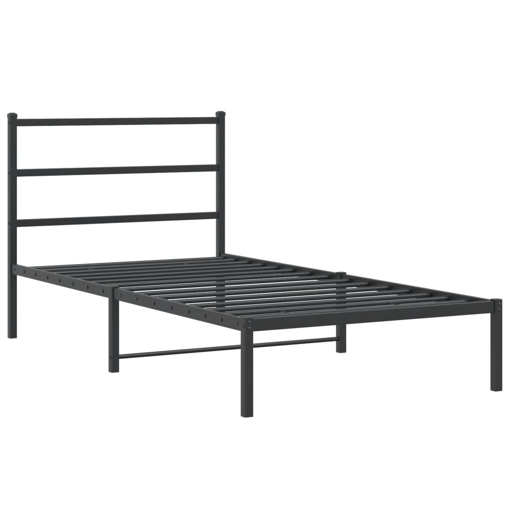vidaXL Metal Bed Frame without Mattress with Headboard Black 107x203cm 3