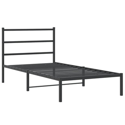 vidaXL Metal Bed Frame without Mattress with Headboard Black 107x203cm 3