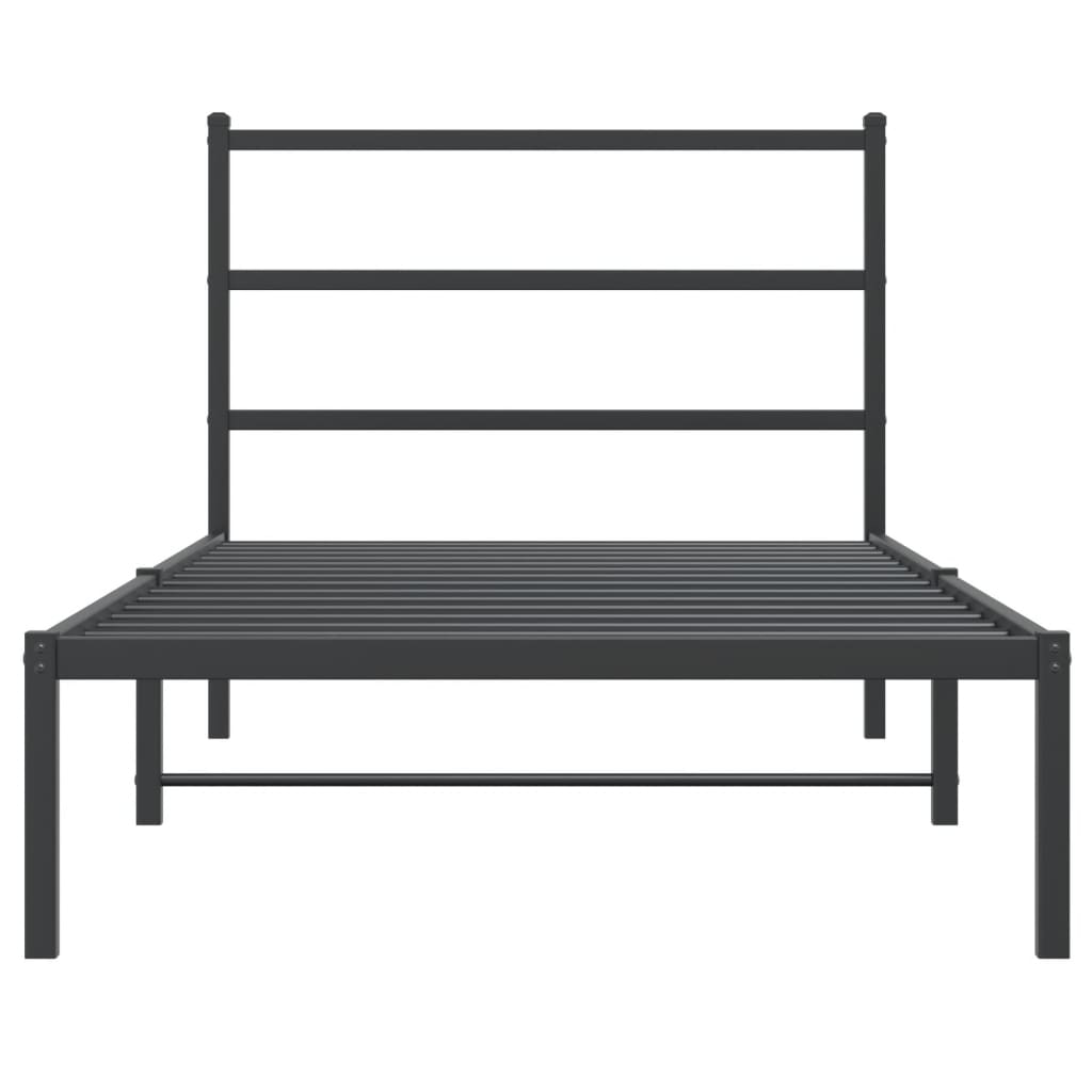 vidaXL Metal Bed Frame without Mattress with Headboard Black 107x203cm 5