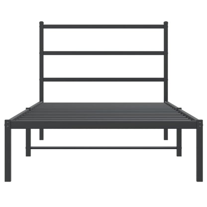 vidaXL Metal Bed Frame without Mattress with Headboard Black 107x203cm 5