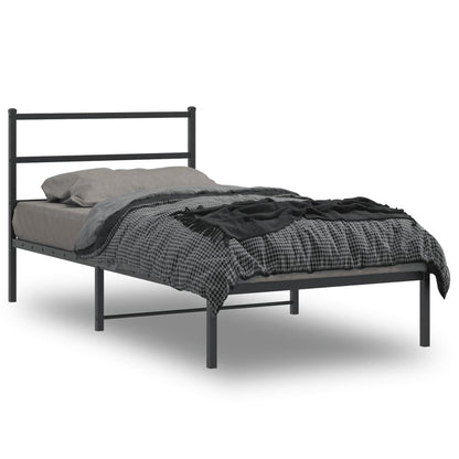 vidaXL Metal Bed Frame without Mattress with Headboard Black 107x203cm 1