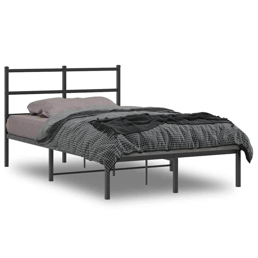 vidaXL Metal Bed Frame without Mattress With headboard Black