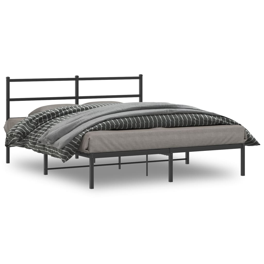 vidaXL Metal Bed Frame without Mattress With headboard Black