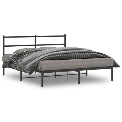 vidaXL Metal Bed Frame without Mattress With headboard Black