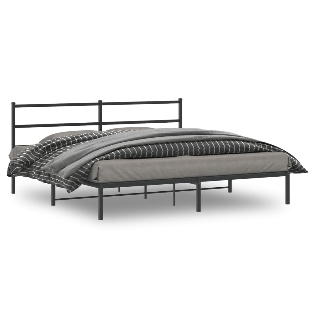 vidaXL Metal Bed Frame without Mattress With headboard Black