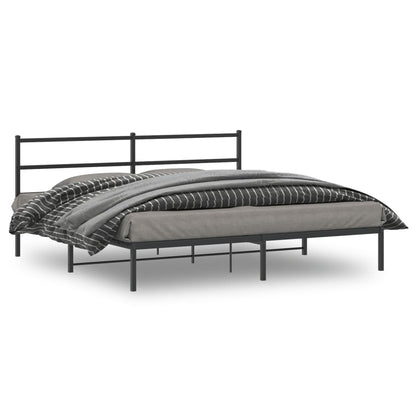 vidaXL Metal Bed Frame without Mattress With headboard Black