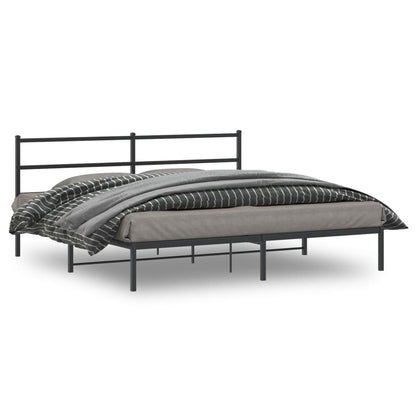 vidaXL Metal Bed Frame without Mattress With headboard Black