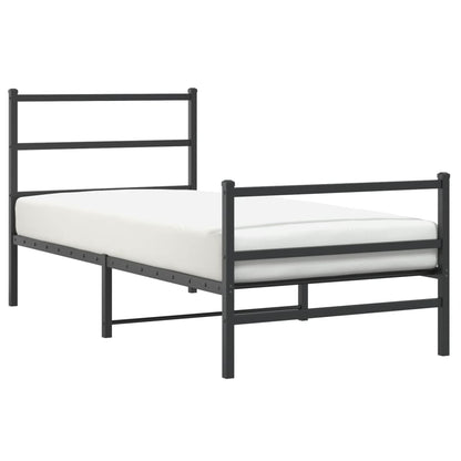 vidaXL Metal Bed Frame without Mattress with Footboard Black 90x200cm 2