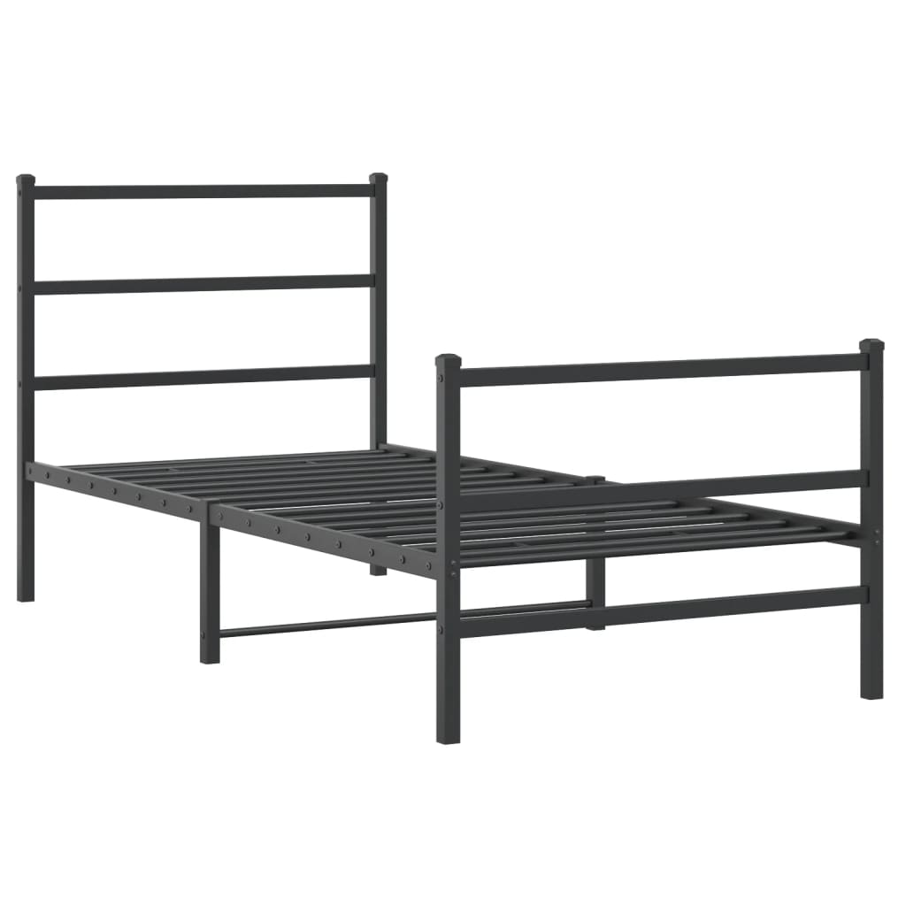vidaXL Metal Bed Frame without Mattress with Footboard Black 90x200cm 3