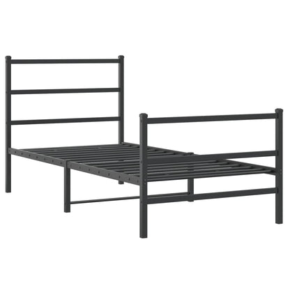 vidaXL Metal Bed Frame without Mattress with Footboard Black 90x200cm 3