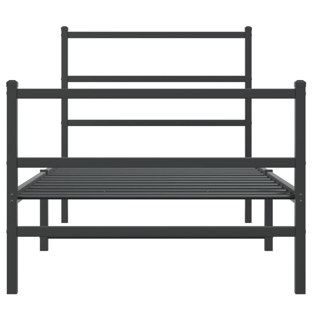 vidaXL Metal Bed Frame without Mattress with Footboard Black 90x200cm 5