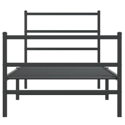 vidaXL Metal Bed Frame without Mattress with Footboard Black 90x200cm 5