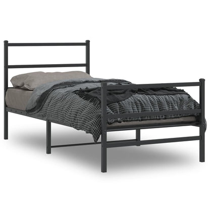 vidaXL Metal Bed Frame without Mattress with Footboard Black 90x200cm 1