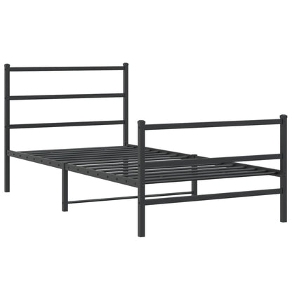 vidaXL Metal Bed Frame without Mattress with Footboard Black 100x190cm 3