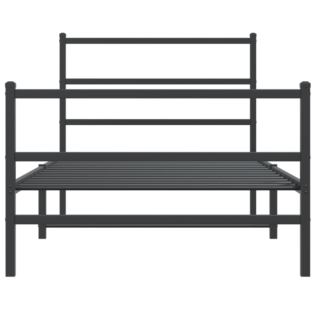 vidaXL Metal Bed Frame without Mattress with Footboard Black 100x190cm 5