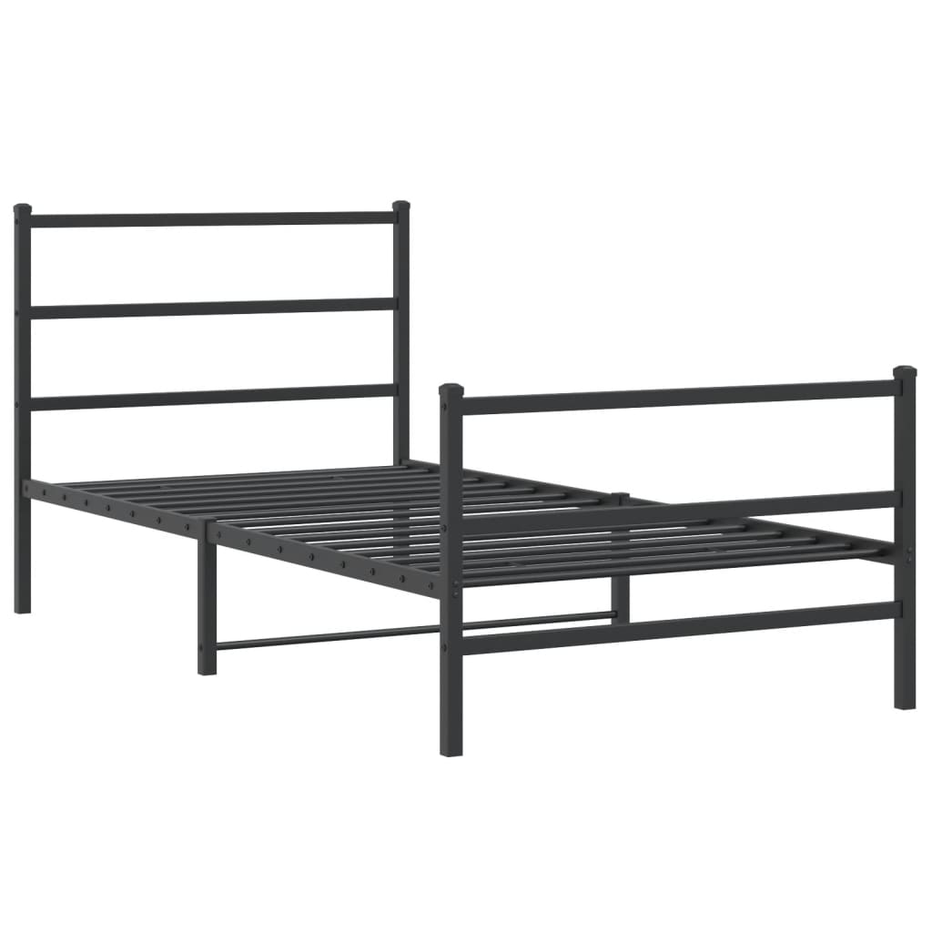 vidaXL Metal Bed Frame without Mattress with Footboard Black 100x200cm 3