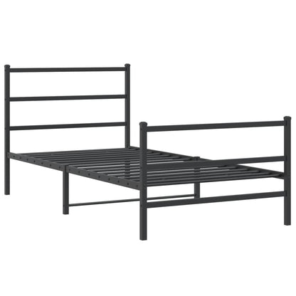 vidaXL Metal Bed Frame without Mattress with Footboard Black 100x200cm 3