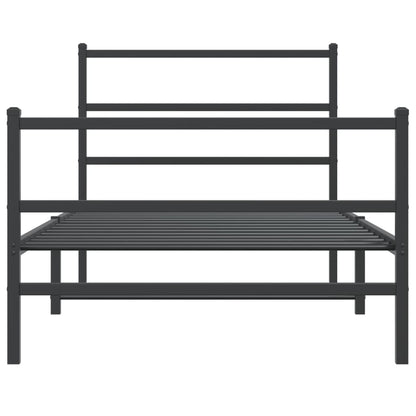 vidaXL Metal Bed Frame without Mattress with Footboard Black 100x200cm 5