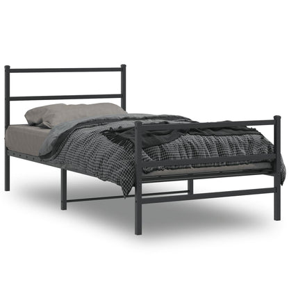 vidaXL Metal Bed Frame without Mattress with Footboard Black 100x200cm 1