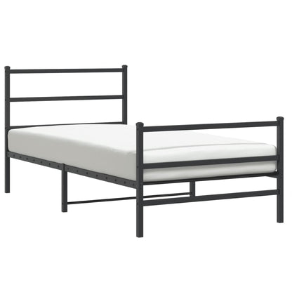 vidaXL Metal Bed Frame without Mattress with Footboard Black 107x203cm 2
