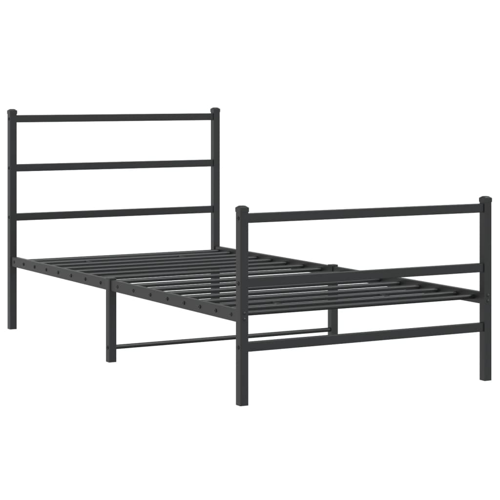 vidaXL Metal Bed Frame without Mattress with Footboard Black 107x203cm 3