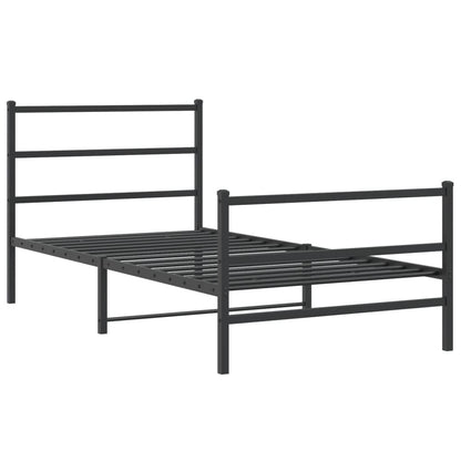 vidaXL Metal Bed Frame without Mattress with Footboard Black 107x203cm 3