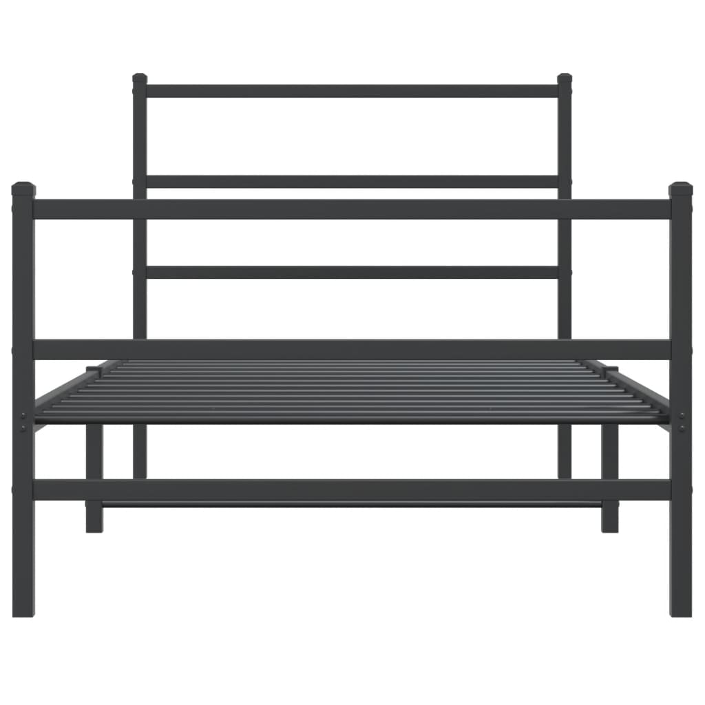 vidaXL Metal Bed Frame without Mattress with Footboard Black 107x203cm 5