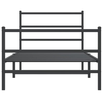 vidaXL Metal Bed Frame without Mattress with Footboard Black 107x203cm 5