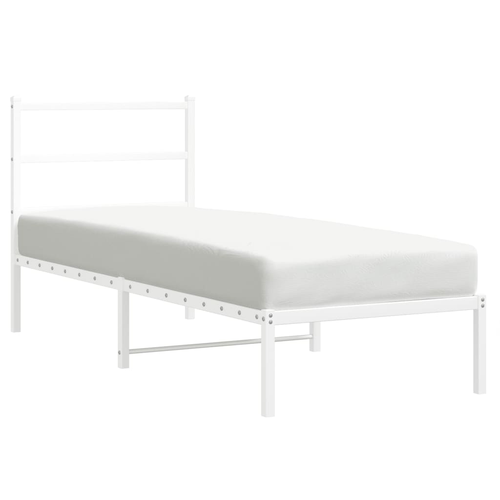 vidaXL Metal Bed Frame without Mattress with Headboard White 80x200cm 2