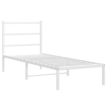 vidaXL Metal Bed Frame without Mattress with Headboard White 80x200cm 3