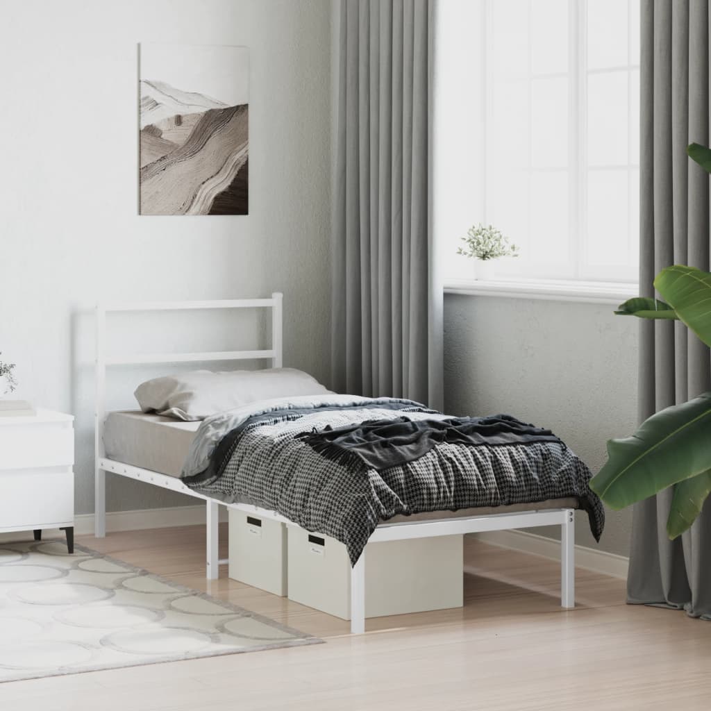 vidaXL Metal Bed Frame without Mattress with Headboard White 80x200cm 4