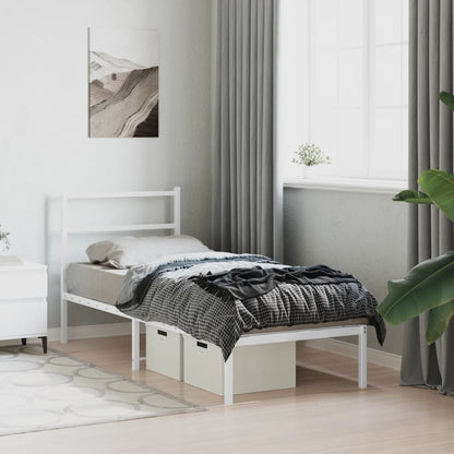 vidaXL Metal Bed Frame without Mattress with Headboard White 80x200cm 4