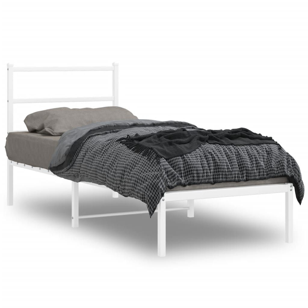 vidaXL Metal Bed Frame without Mattress with Headboard White 80x200cm 1
